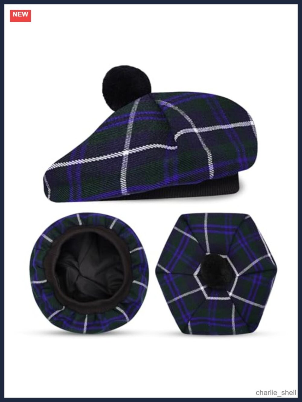 Scottish Tam o' Shanter Acrylic Wool Flat Bonnet Traditional Kilt Hat